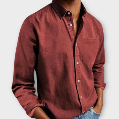 Men's Long-Sleeve Dress Shirt With Chest Pocket