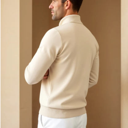 Men's Quarter Zip Knit Polo Sweater