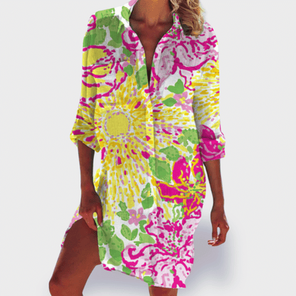 Women's Flowy Draped Summer Dress Colorful Casual