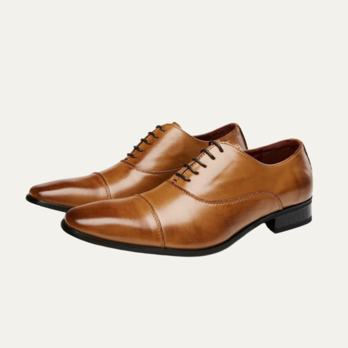 Men's Leather Dress Shoes Polished Lace Up Black - Vonnera