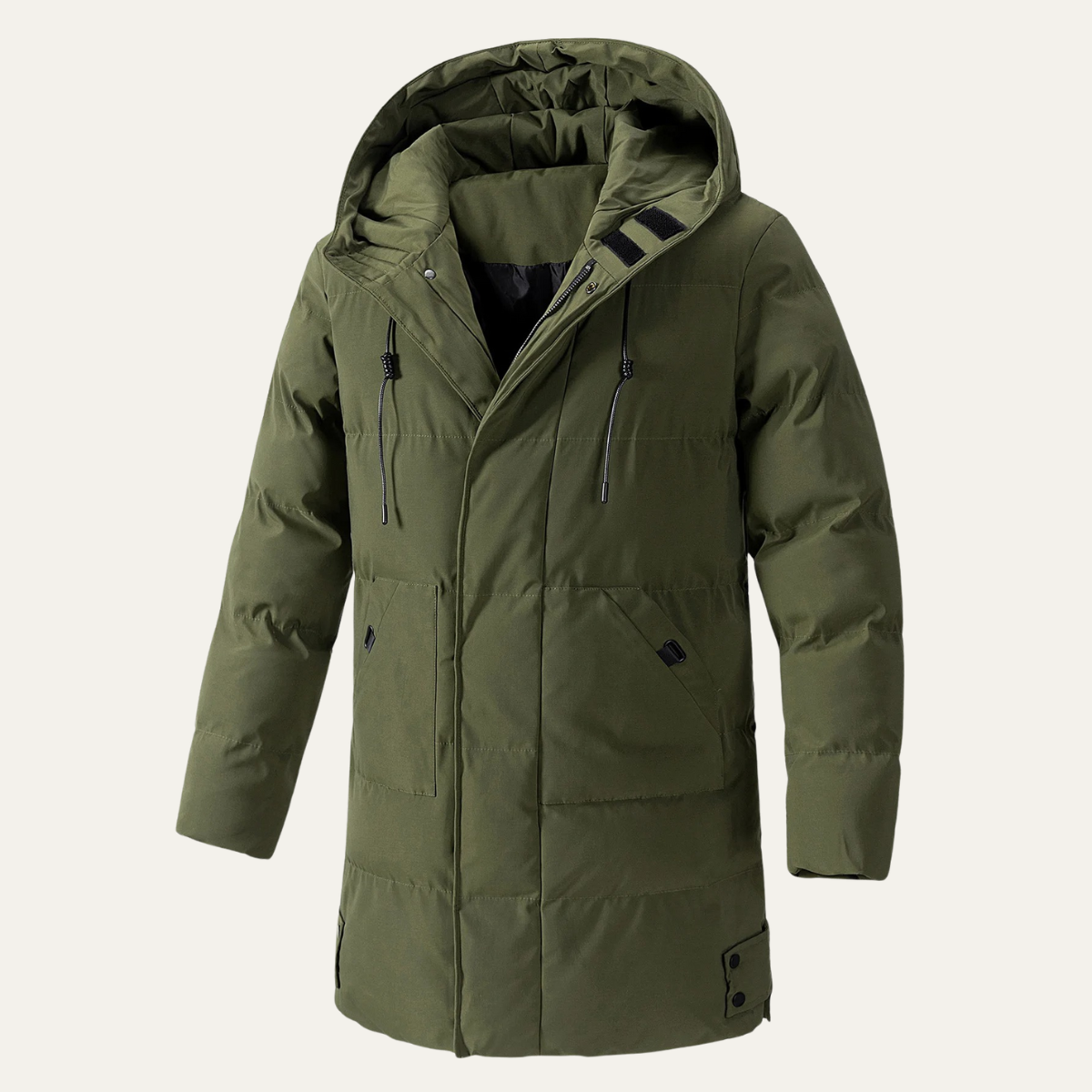Men's Winter Puffer Hooded Coat Waterproof With Pockets