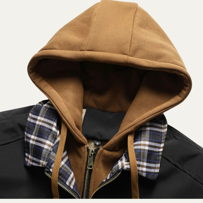 Lecco Men's Hooded Bomber Jacket Multi Layer