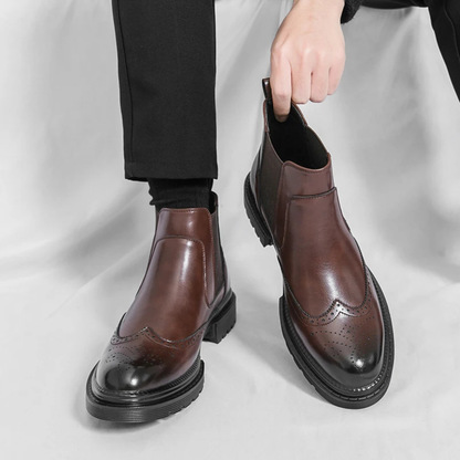Men's Retro Chelsea Boots Leather Anti-Slip Brown