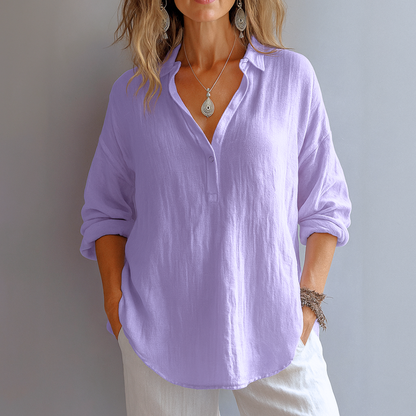 Women's Collared Long Sleeve Blouse