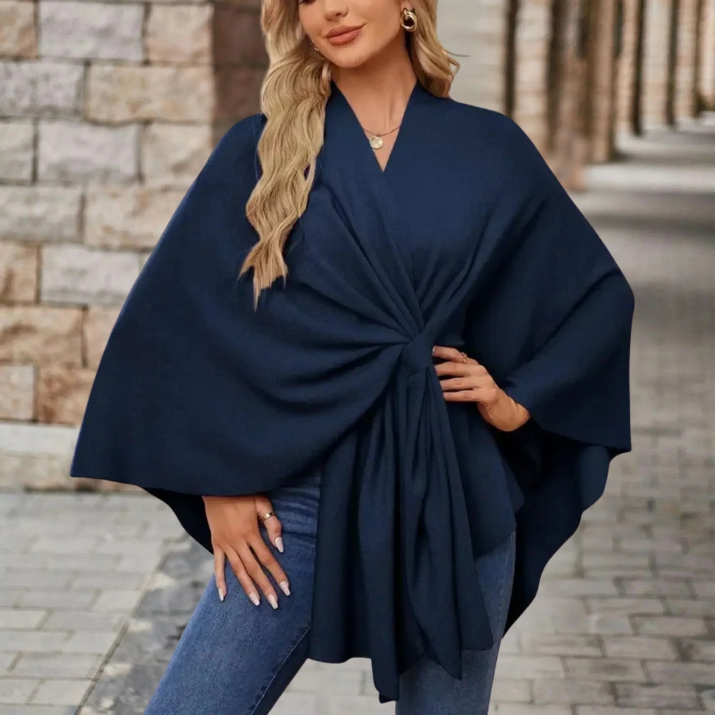 Women's Wrap Poncho Blouse