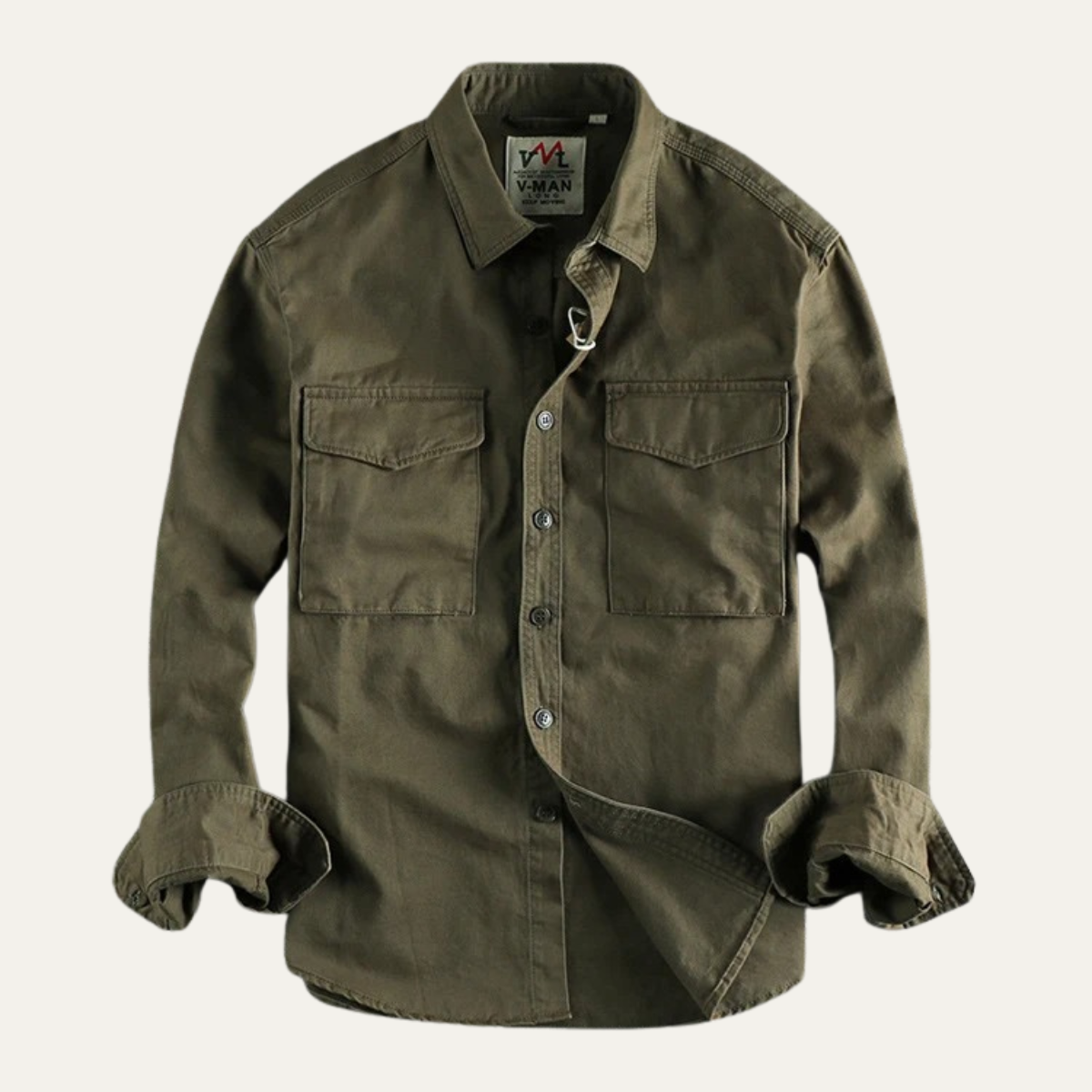 Men's Cotton Work Shirt Button Up With Pockets