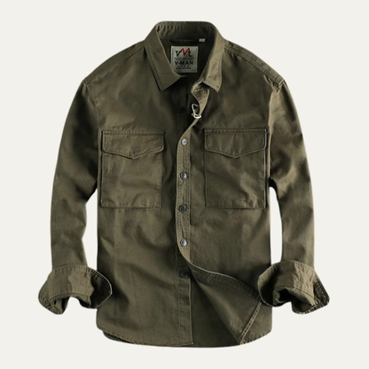 Men's Cotton Work Shirt Button Up With Pockets