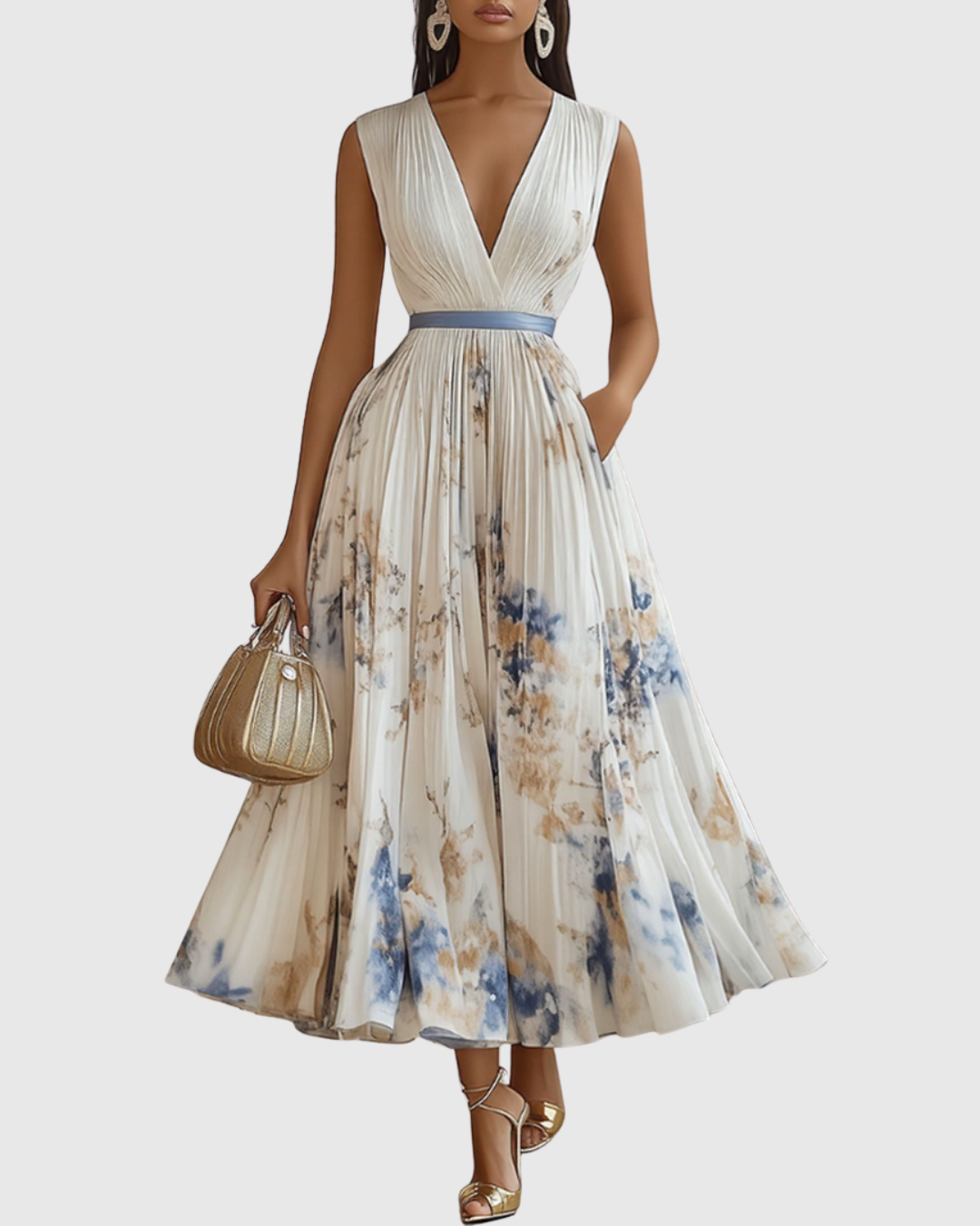 Women's Pleated Maxi Dress Elegant - Vonnera