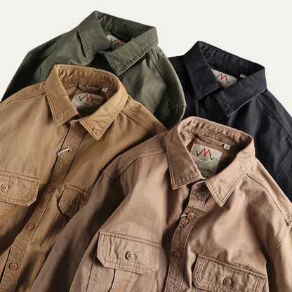 Men's Utility Shirt Jacket Vintage Washed Cotton