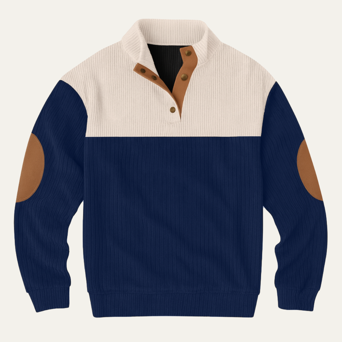 Men's Corduroy Sweater Suede Elbow Patches - Vonnera