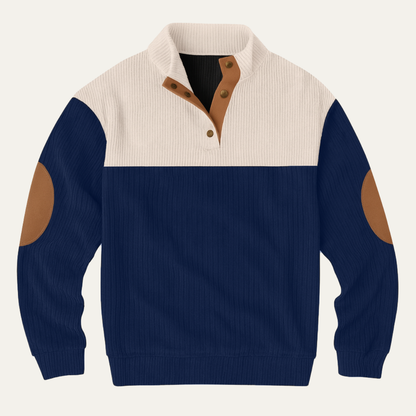 Men's Corduroy Sweater Suede Elbow Patches - Vonnera