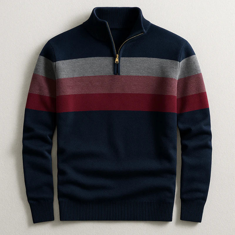 Men's Striped Zip Neck Sweater - Vonnera