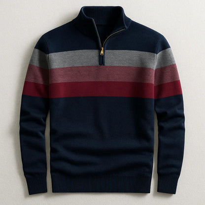 Men's Striped Zip Neck Sweater - Vonnera