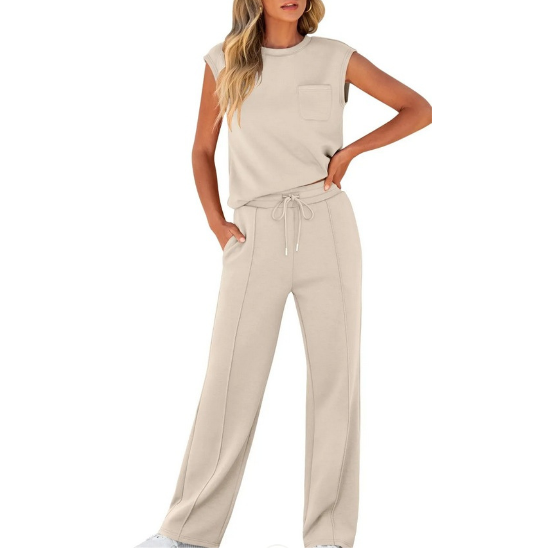 Women's Drawstring Pants Set Sleeveless