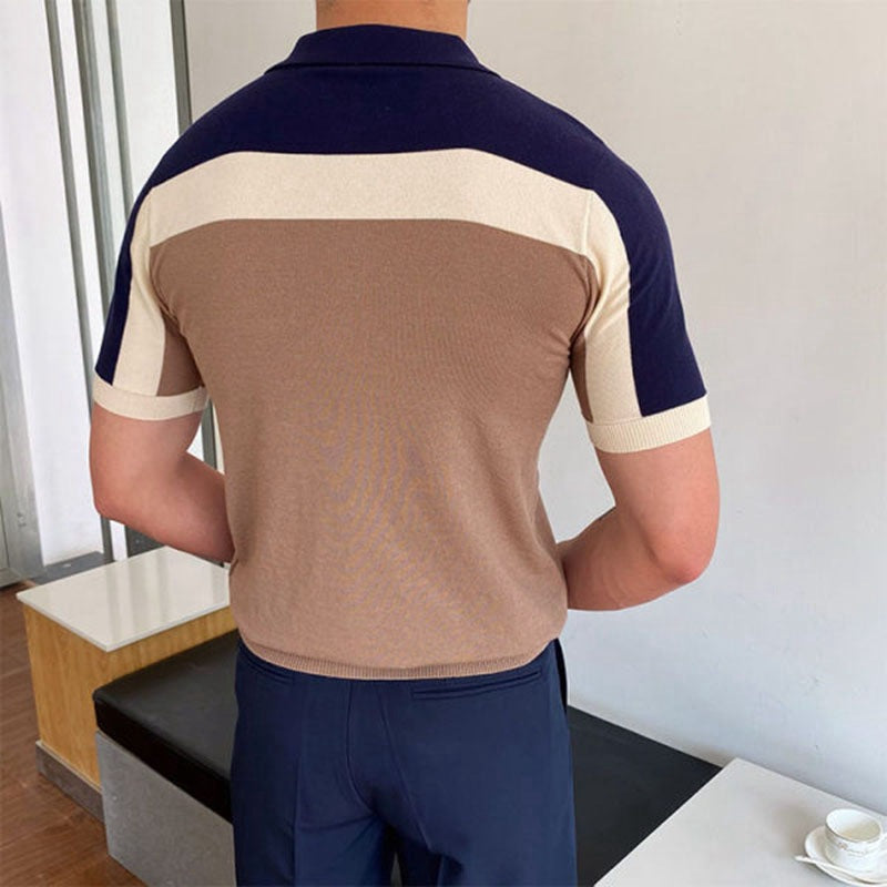 Men's Short Sleeve Polo Shirt Color Block