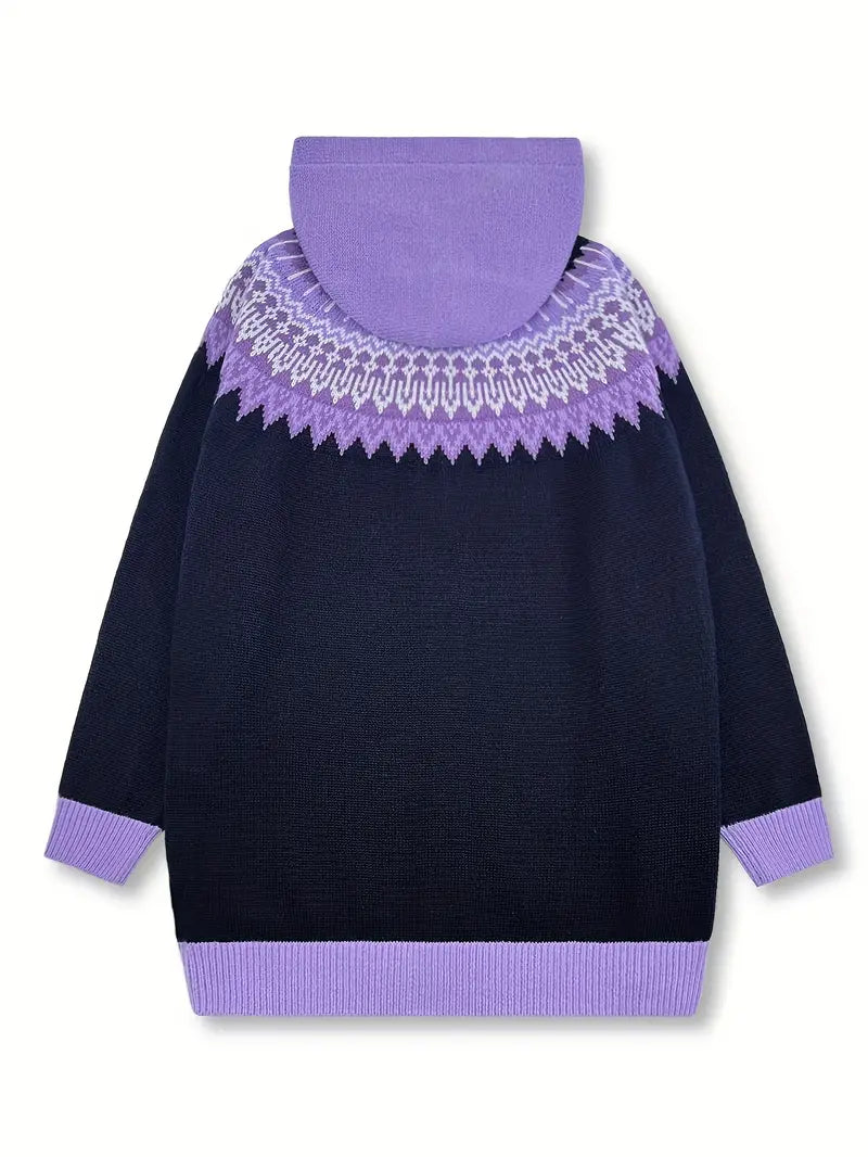 Women's Hooded Cardigan Button Front Knit