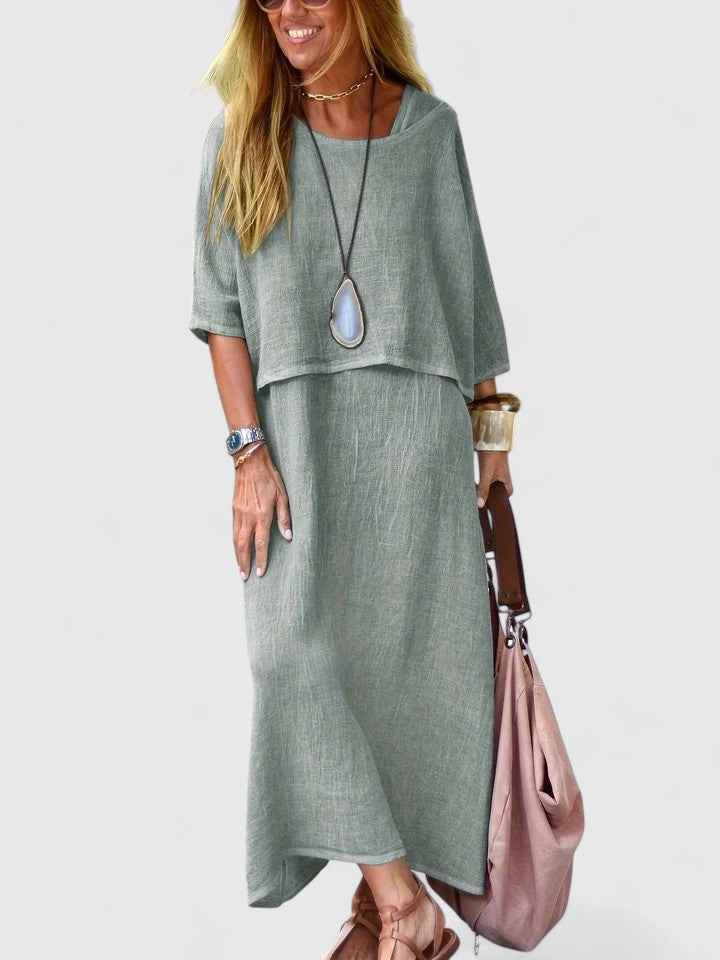 Women's Maxi Dress Set Two-Piece Short Sleeve