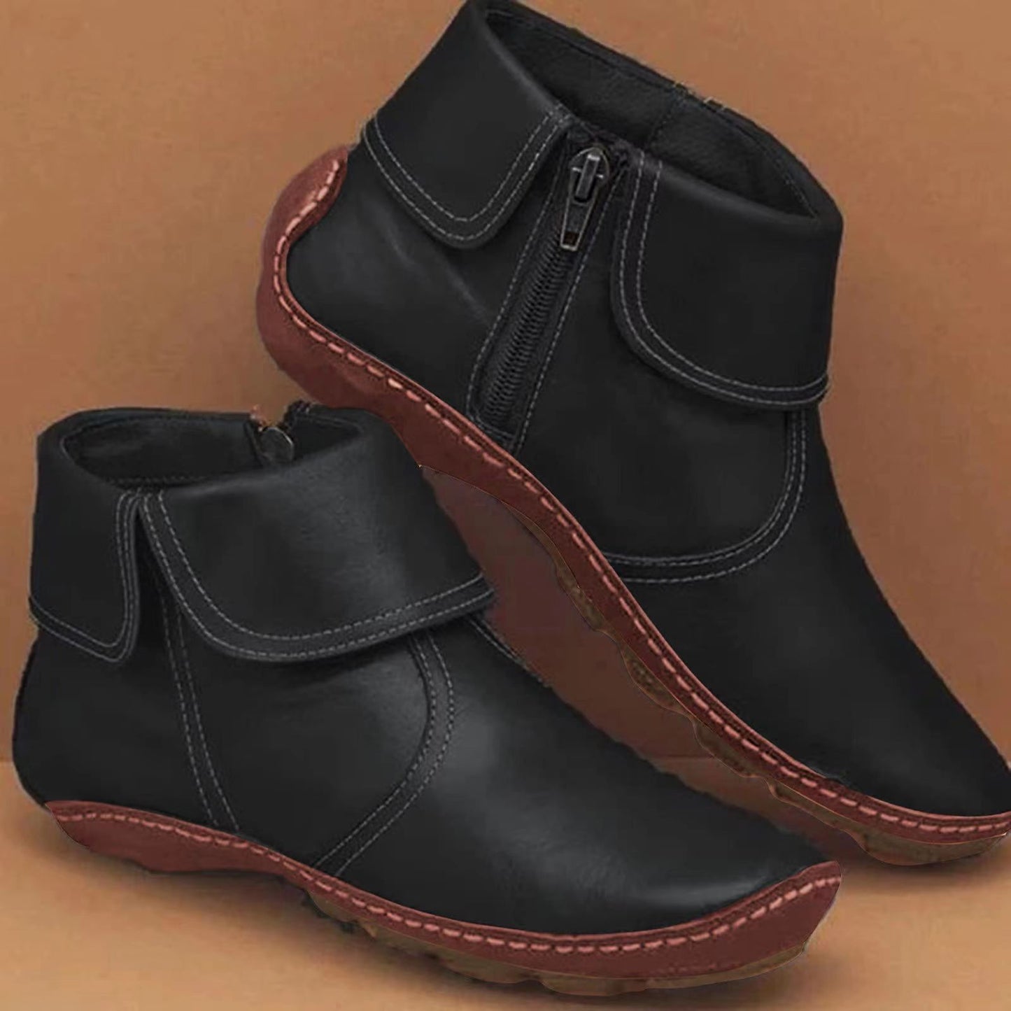 Women's Vintage Style Boots Contrast Stitching