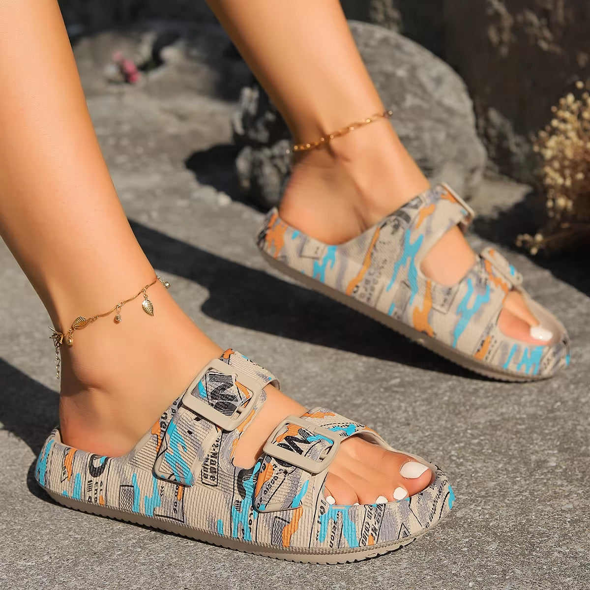 Women's Flat Sandals Adjustable Buckle Strap