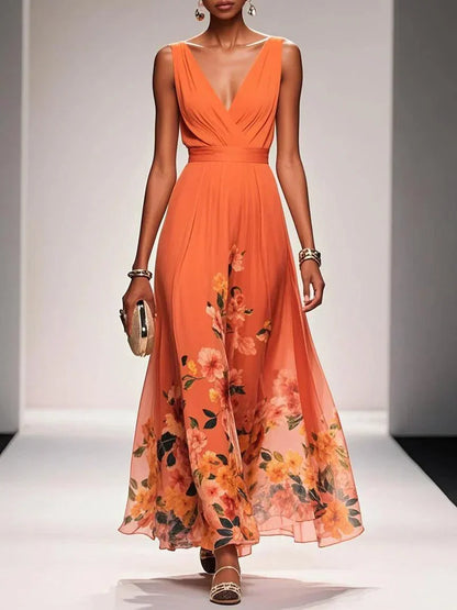 Taylor | Women Floral Chiffon Summer Maxi Dress