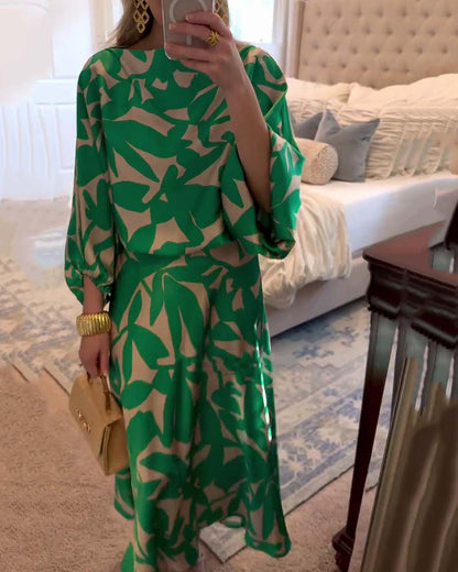 Women's Long Sleeve And Midi Skirt Set