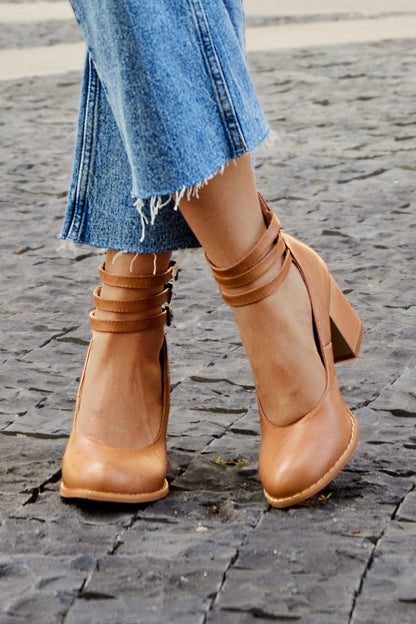 Women's Ankle Strap Sandals Smooth Thick Heel