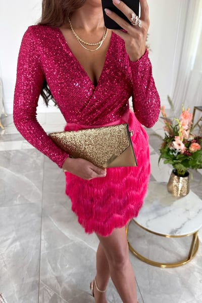 Elegant Sequin Fringe Dress with Glamorous Detail