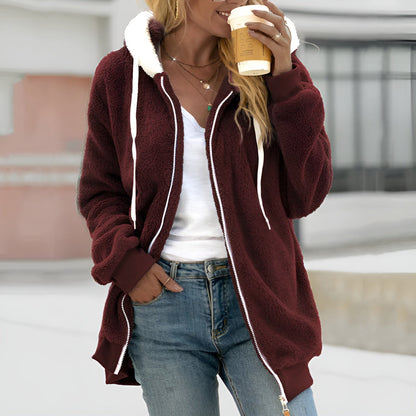 Women's Soft Oversized Sherpa Hoodie Zipper