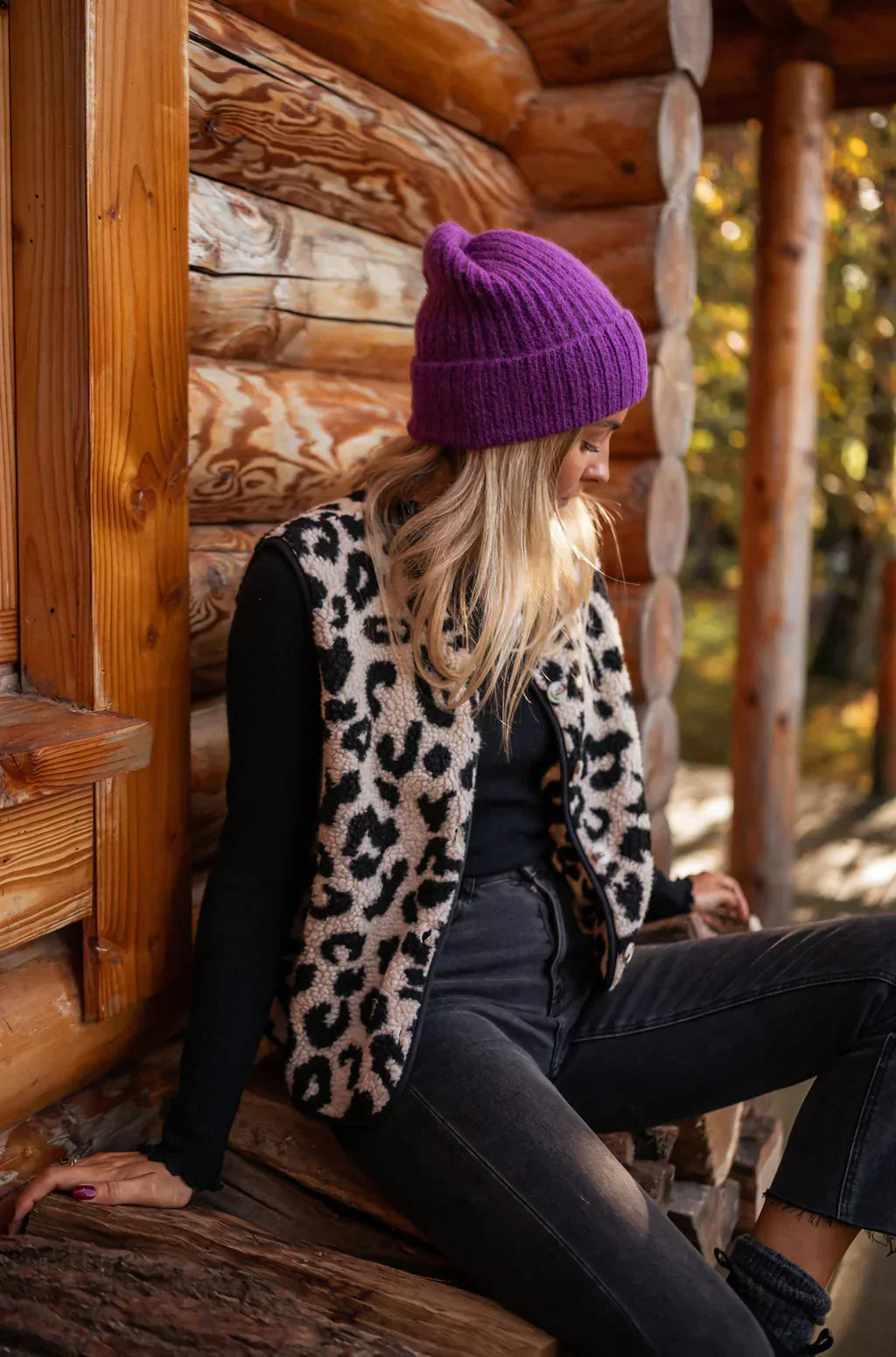 Women's Leopard Print Knit Vest Button Front Sleeveless