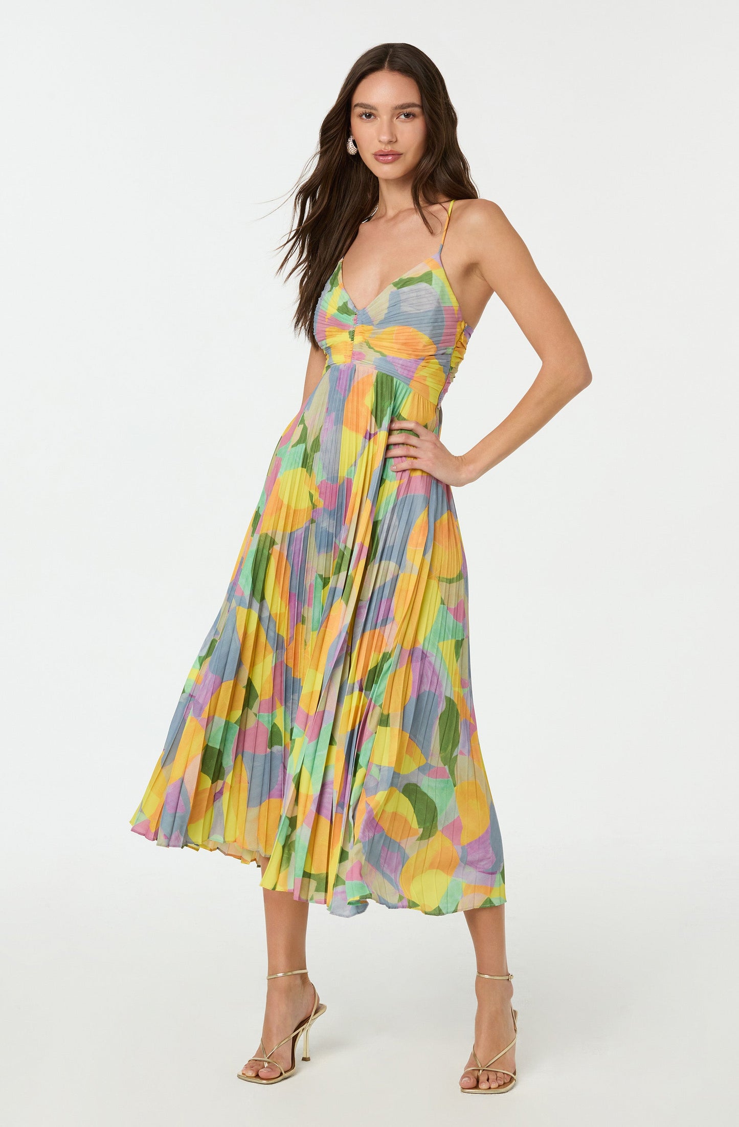 Women's Midi Dress V-Neck Spaghetti Strap - Vonnera
