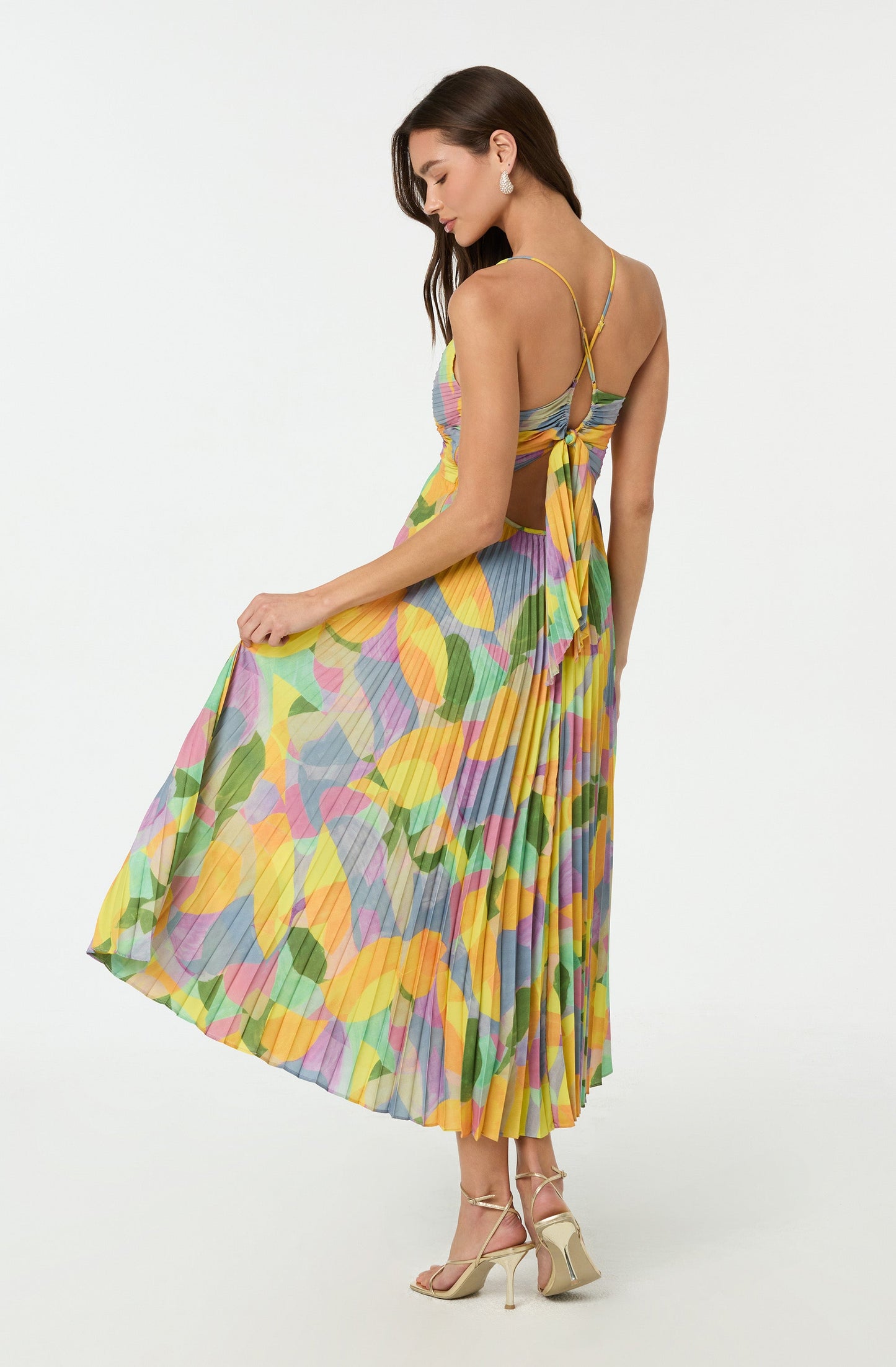 Women's Midi Dress V-Neck Spaghetti Strap