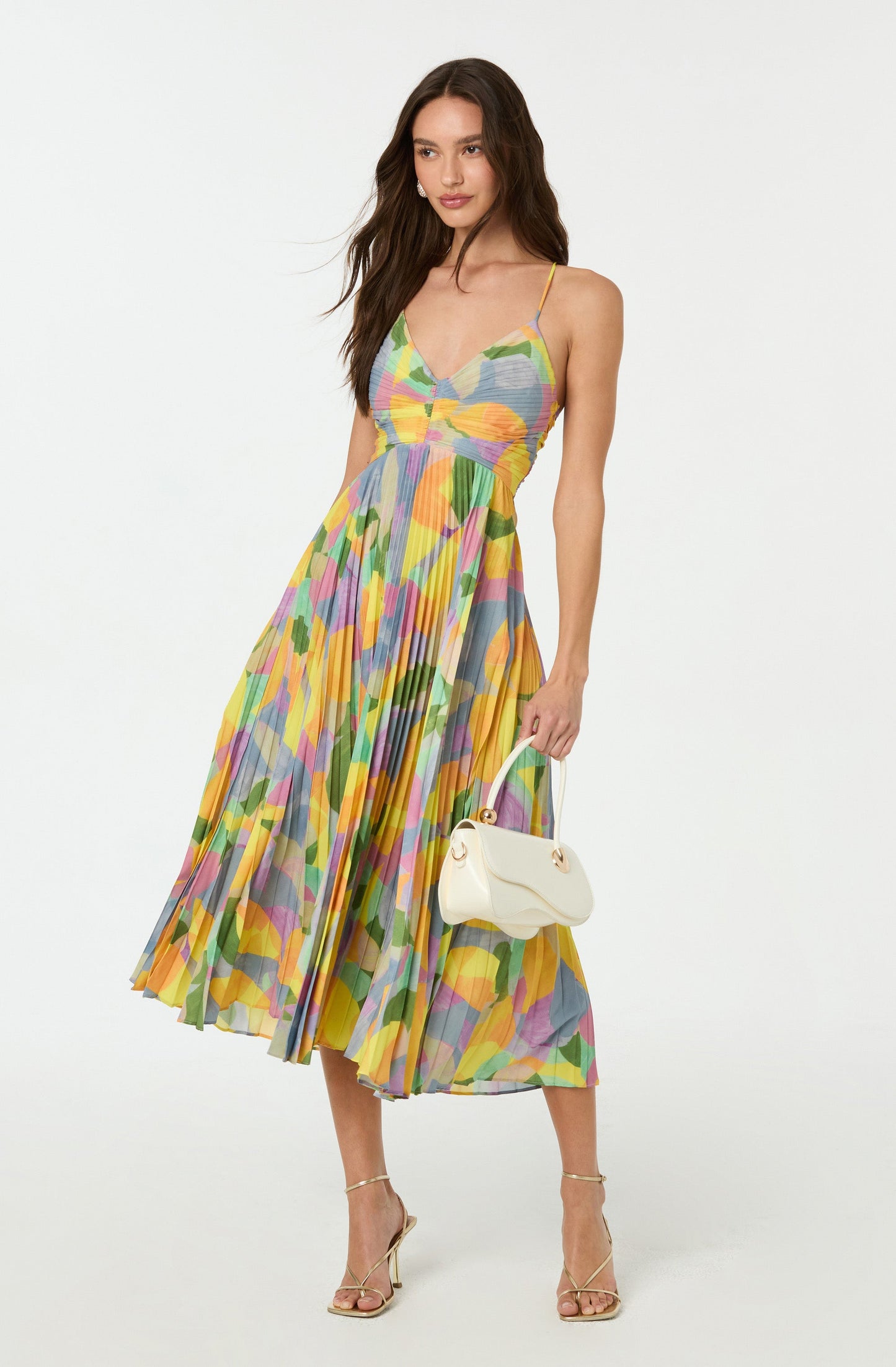 Women's Midi Dress V-Neck Spaghetti Strap