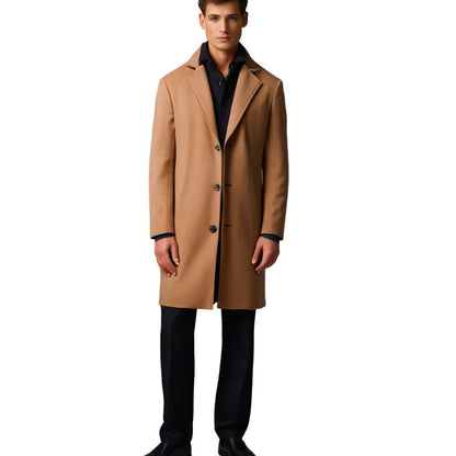 Men's Long Winter Coat Notch Lapel