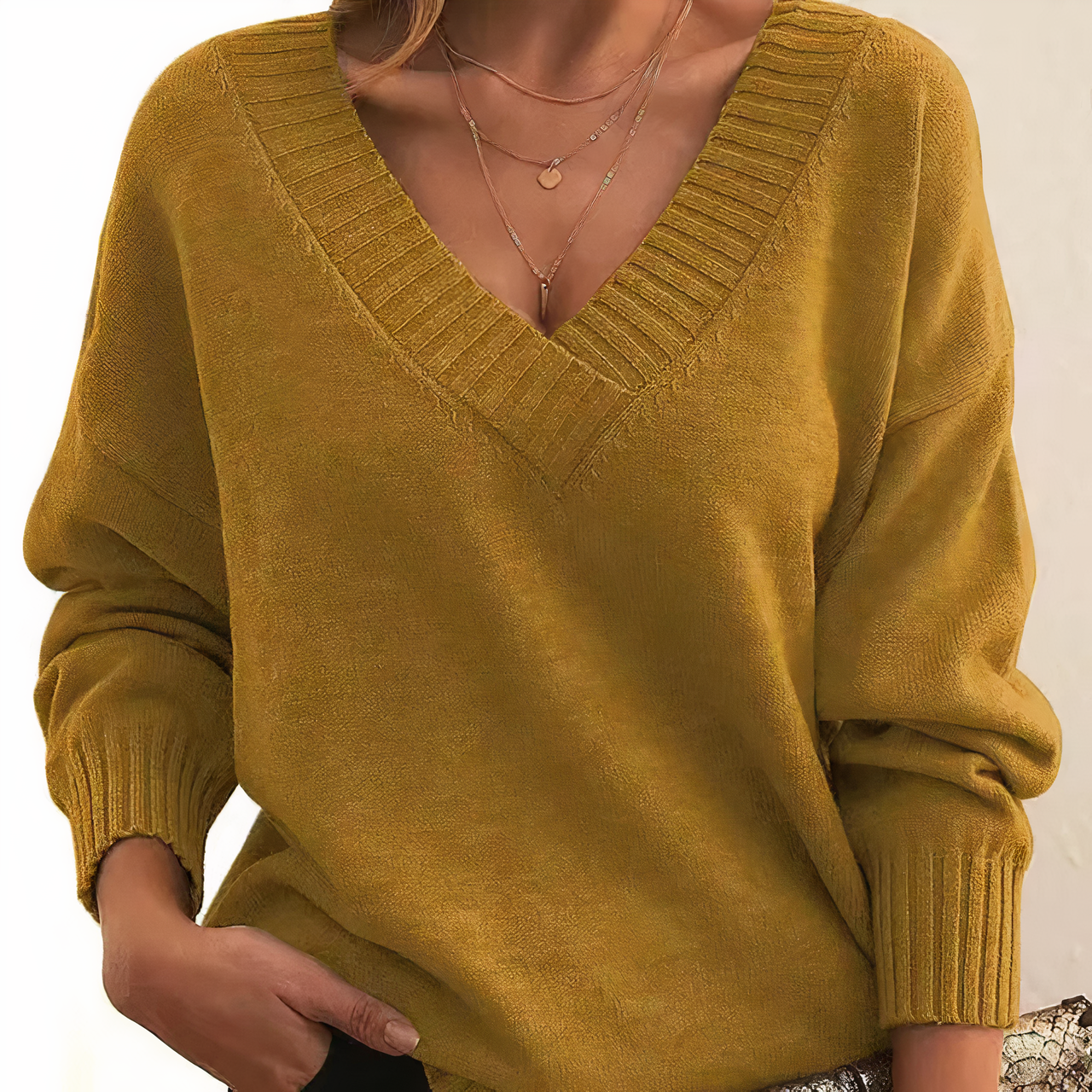 Women's Cashmere Sweater Soft Knit Beige