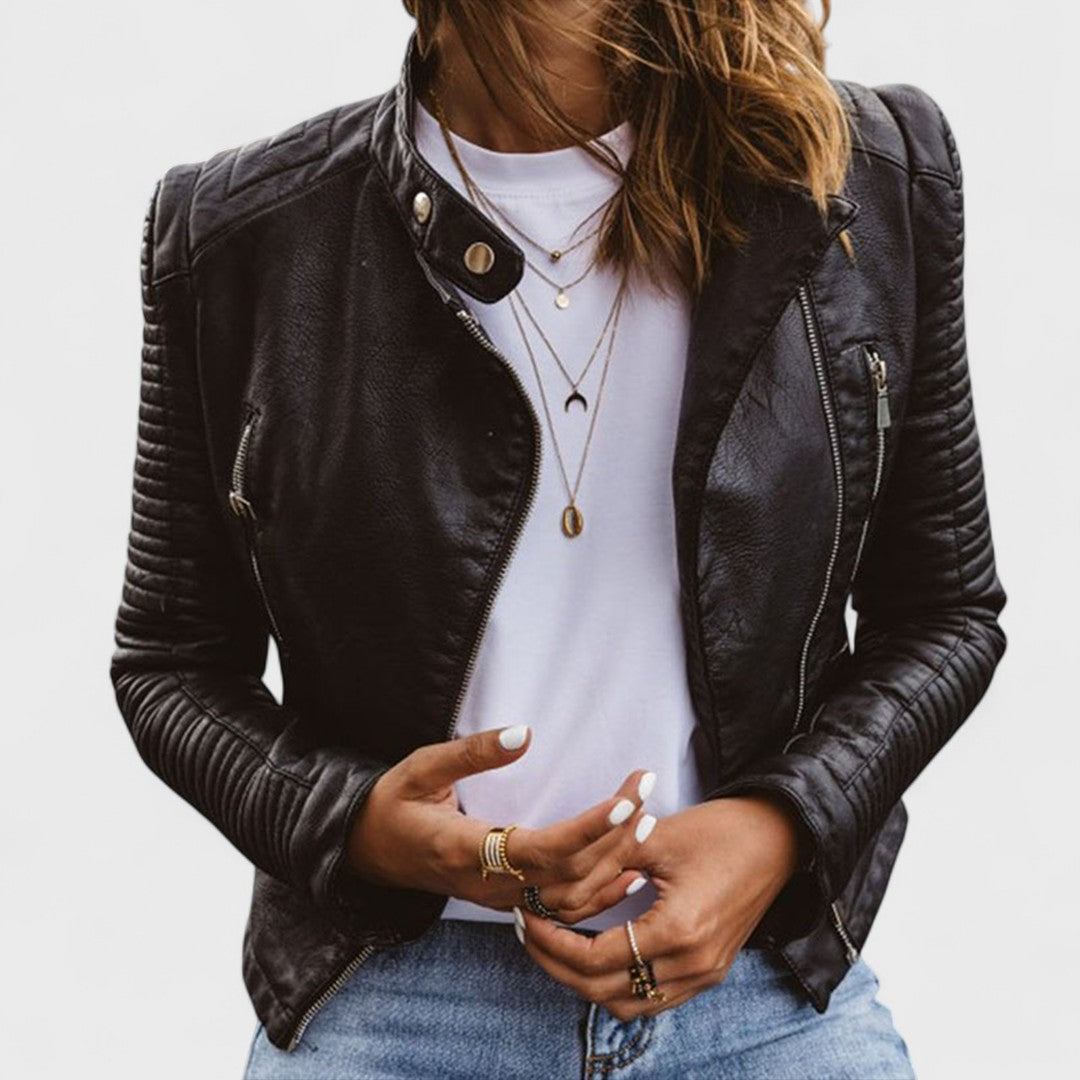 Women's Quilted Moto Jacket - Vonnera