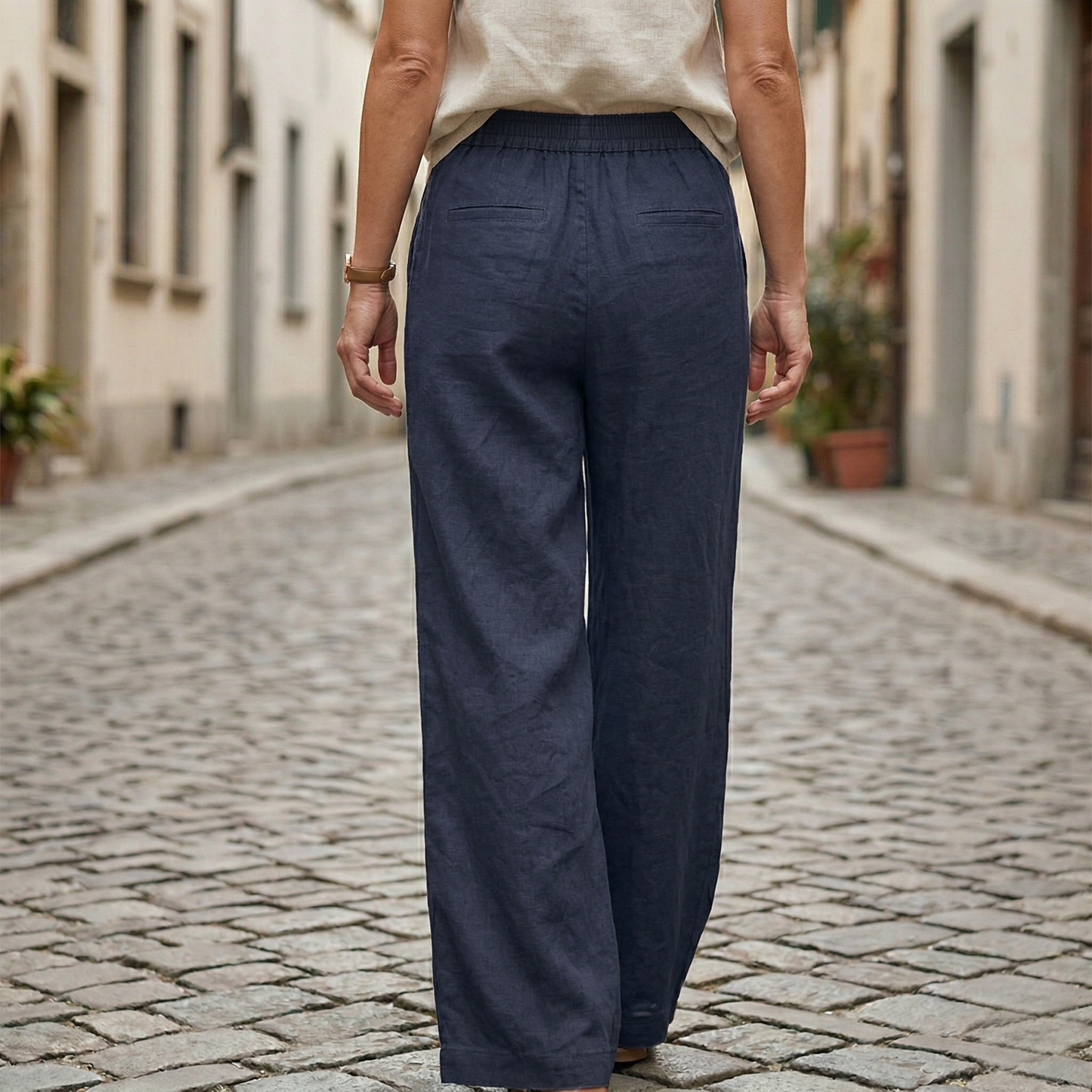 Wide Leg Pants Elastic Waist Loose Fit for Women