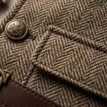 Mens vest herringbone tweed button front sleeveless casual