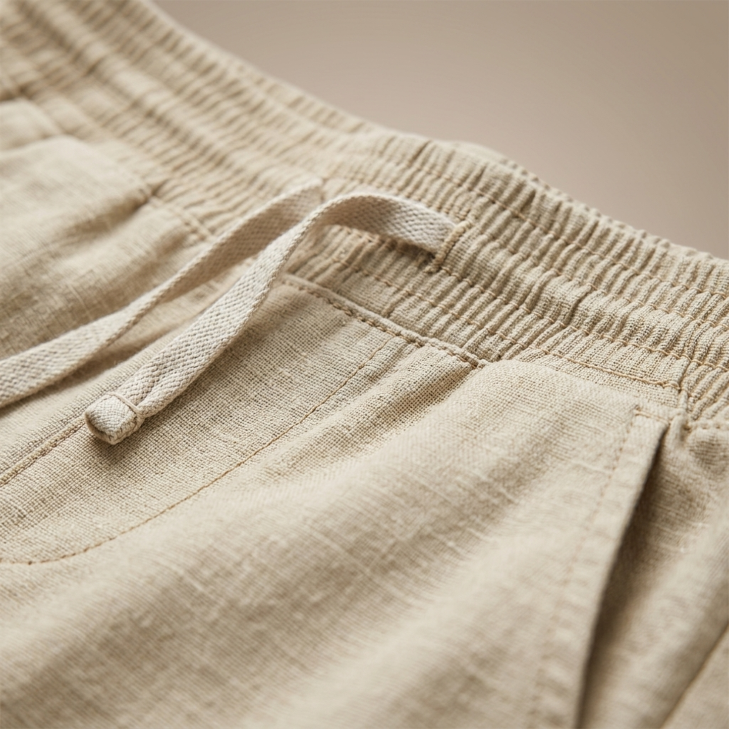Women Linen Pants Elastic Waist Drawstring Straight Leg Casual