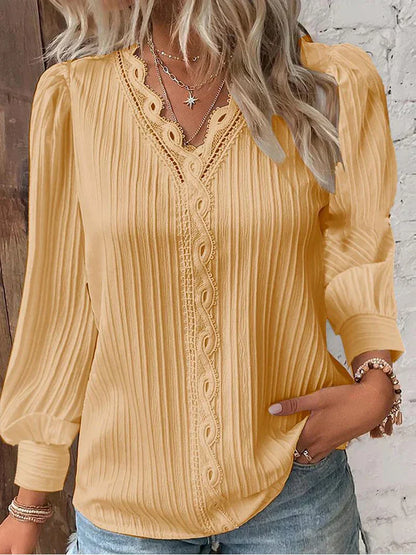 Women's Long Sleeve Pleated Blouse