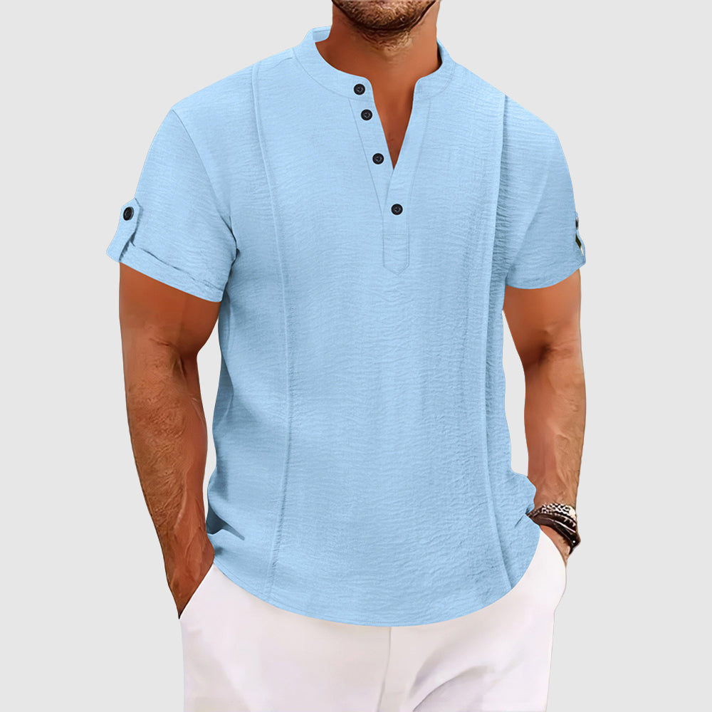 Alessandro Veneti Men's Satin Blend Short Sleeve Shirt - Vonnera