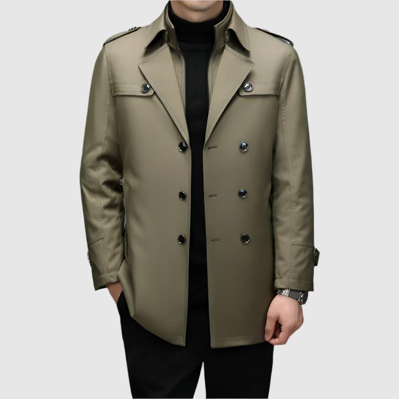 Alessandro Veneti Men's Double Breasted Windbreaker Jacket Water - Vonnera