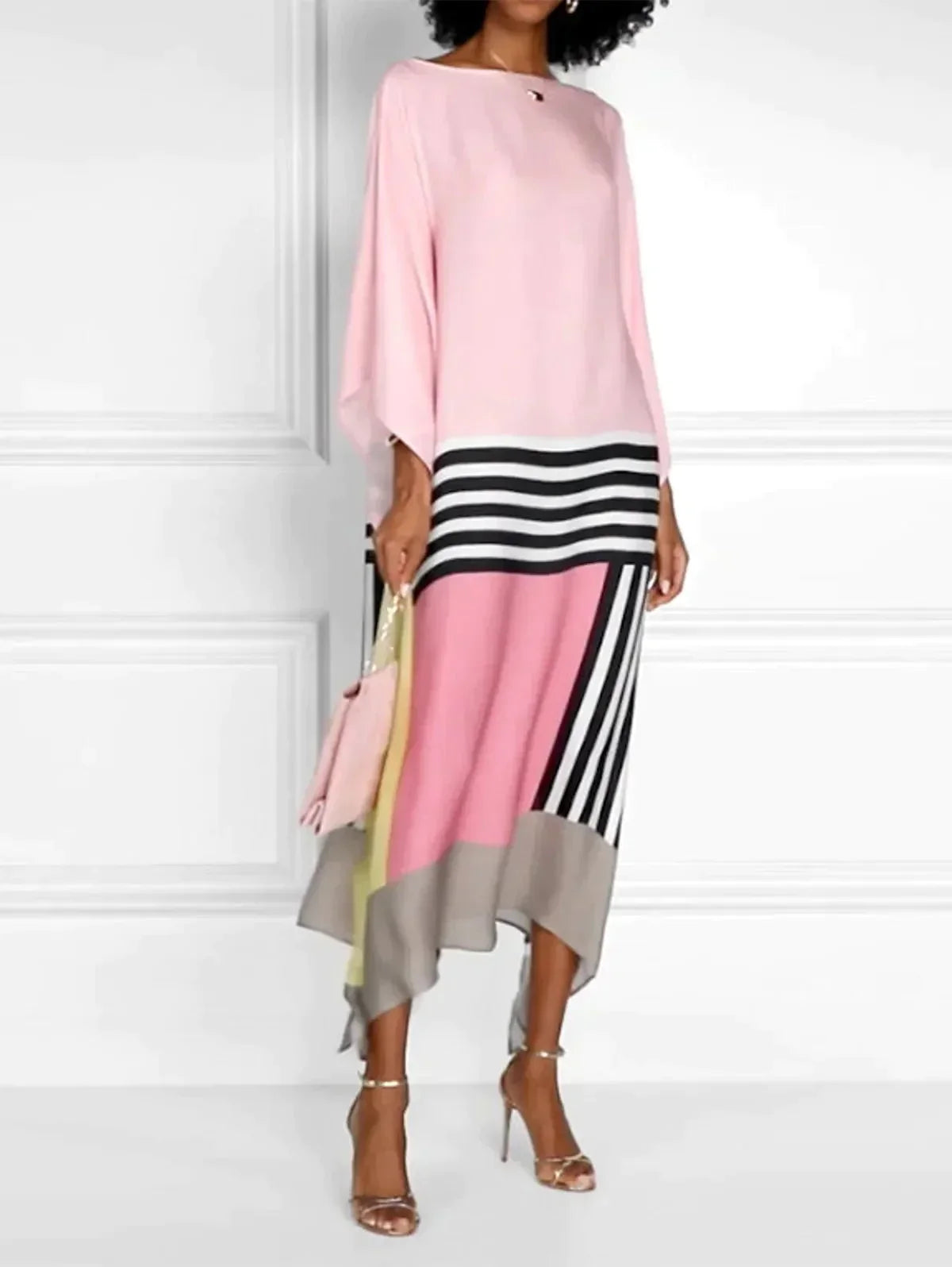 Women's Pink Kaftan Candy Striped - Vonnera