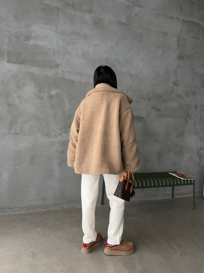 Soft Oversized Sherpa Fleece Jacket For Cold Weather