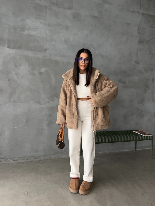 Soft Oversized Sherpa Fleece Jacket For Cold Weather