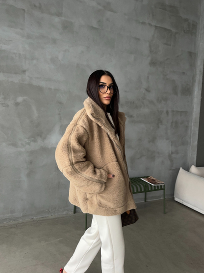 Soft Oversized Sherpa Fleece Jacket For Cold Weather