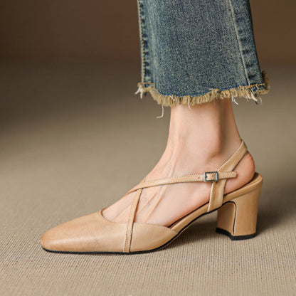 Women's Block Heel Mary Jane Shoes Square Toe Slingback - Vonnera