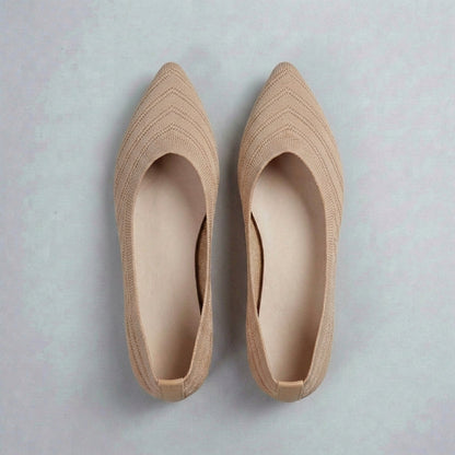 Women's Textured Knit Slip-On Flats Pointed Toe Black