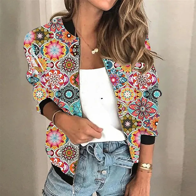 Women's Printed Zipper Jacket