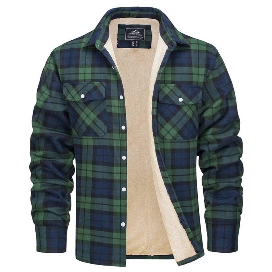 Men's Insulated Sherpa Jacket Warm Plaid - Vonnera