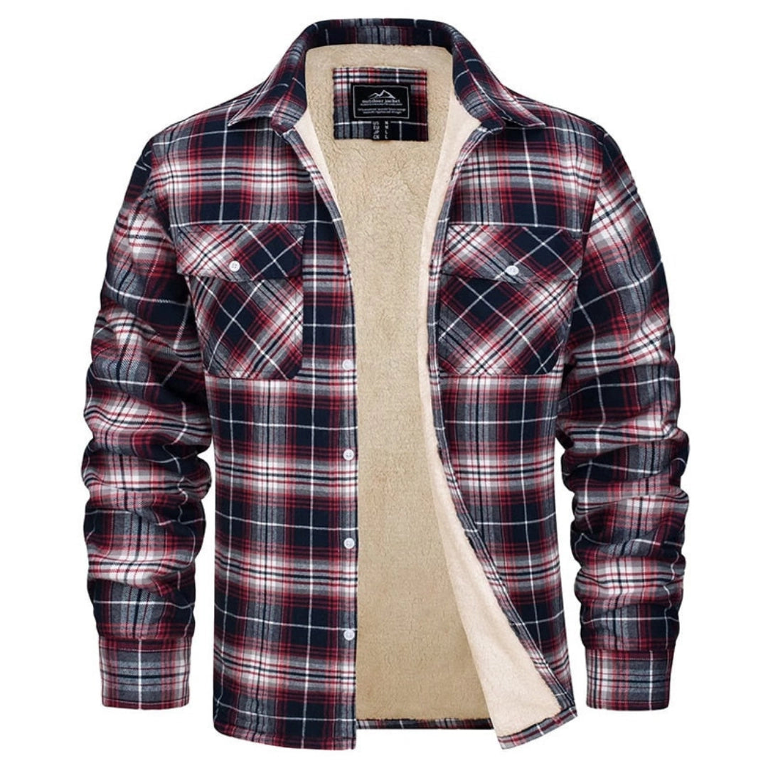 Men's Insulated Sherpa Jacket Warm Plaid
